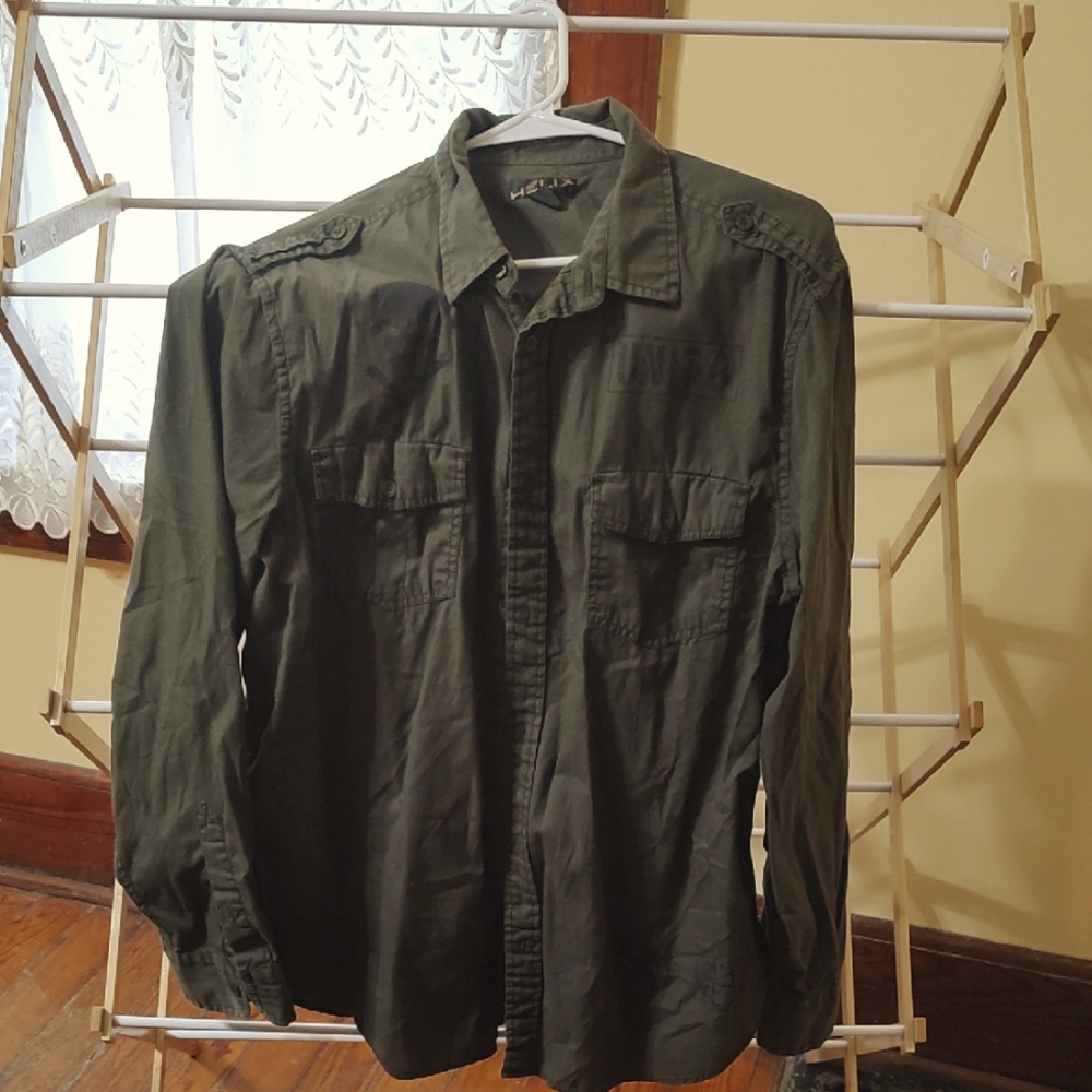 Helix Military Green Dress Shirt Cotton Blend